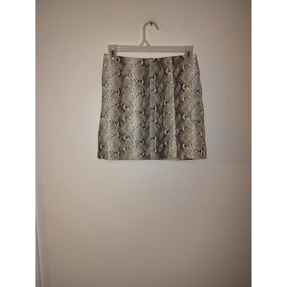 Wild Honey Womens Snakeskin Print Faux Leather Mini Skirt Tan Brown Black Small